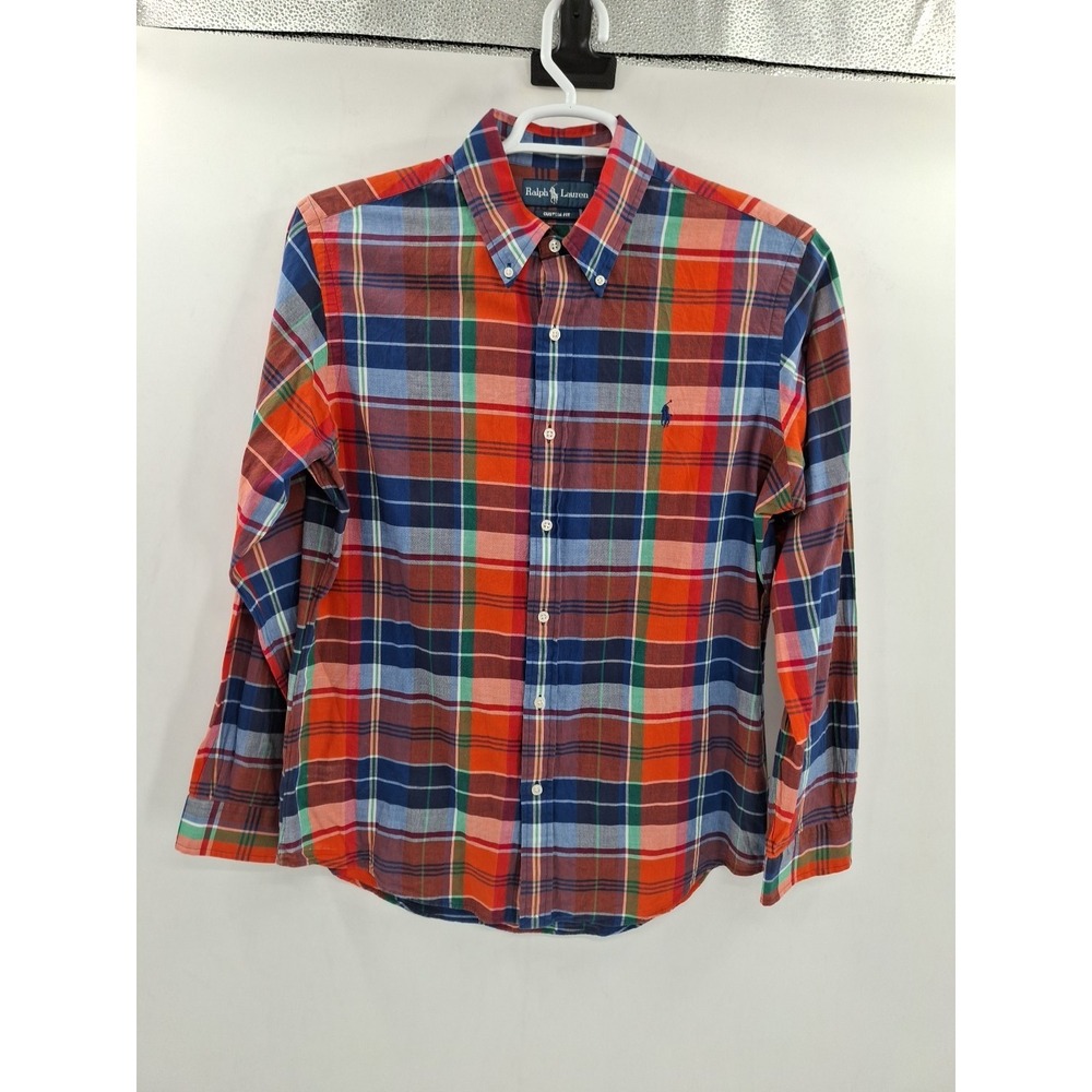Vintage Ralph Lauren Shirt‎ Mens Large Orange  Plaid Button Up Long Sleeve - Picture 2 of 10